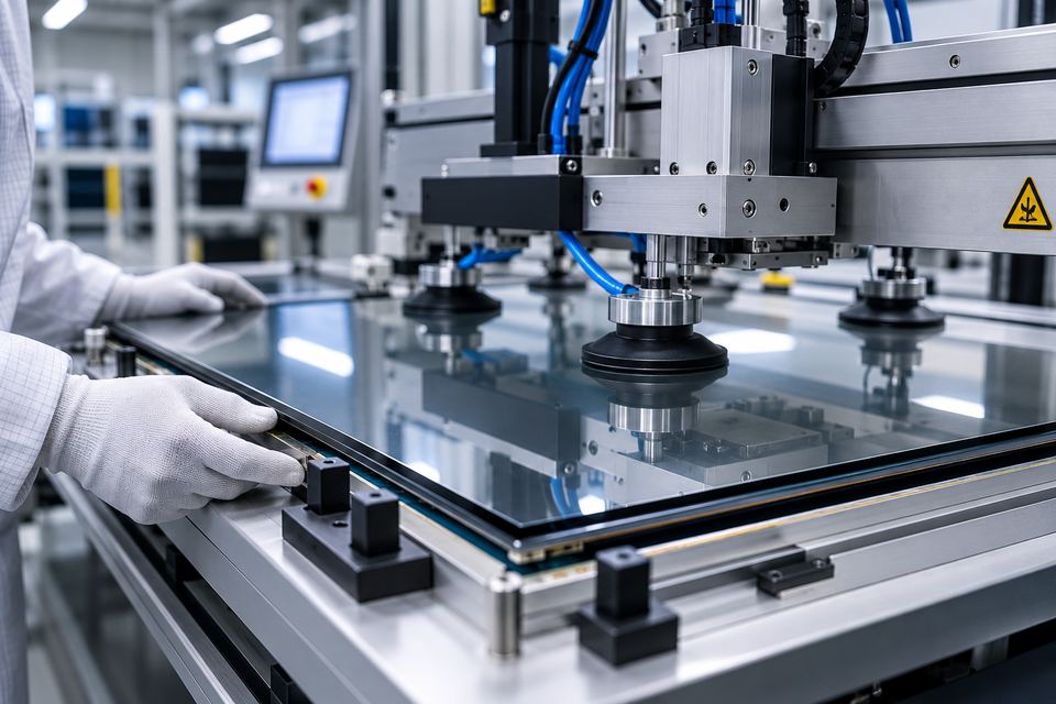 Display bonding line in a clean room