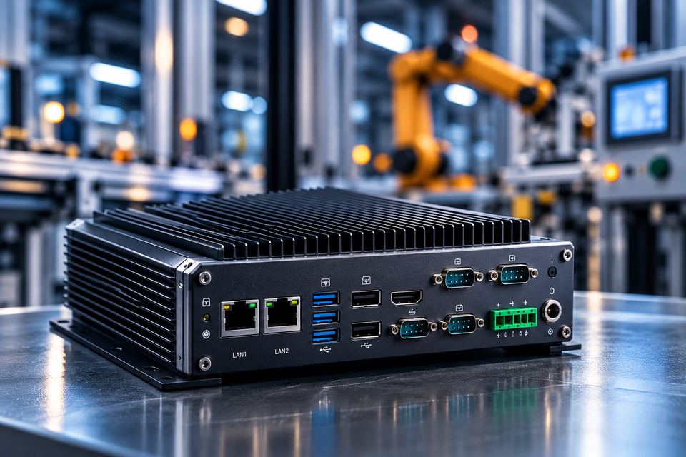 Fanless industrial box PC with LAN, USB and serial ports