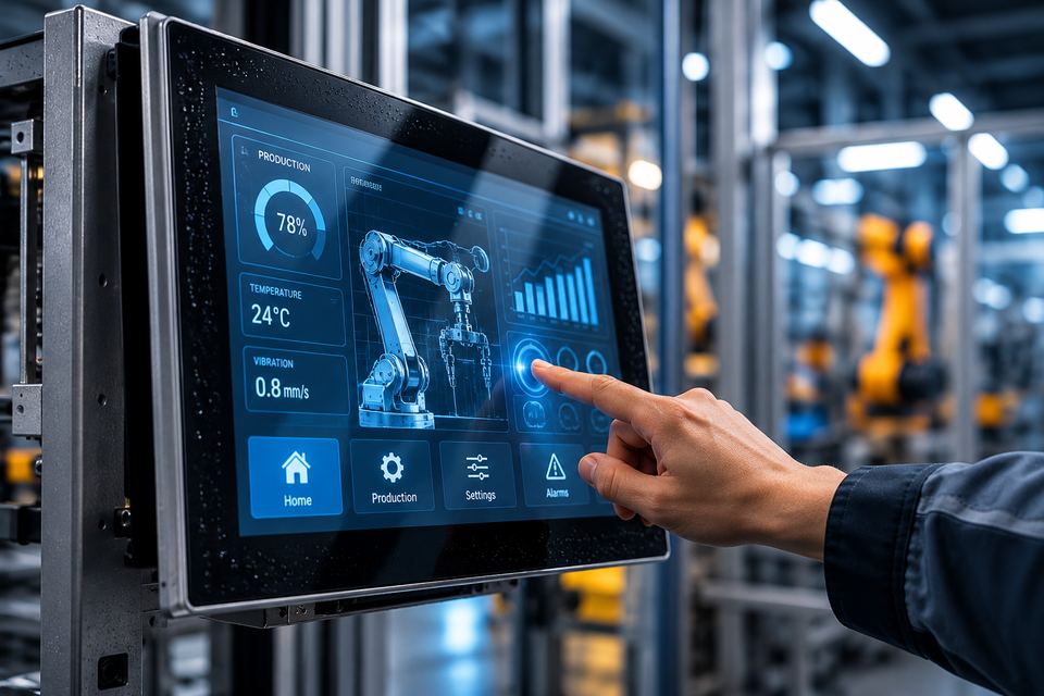 Operator using an industrial PCAP touch panel